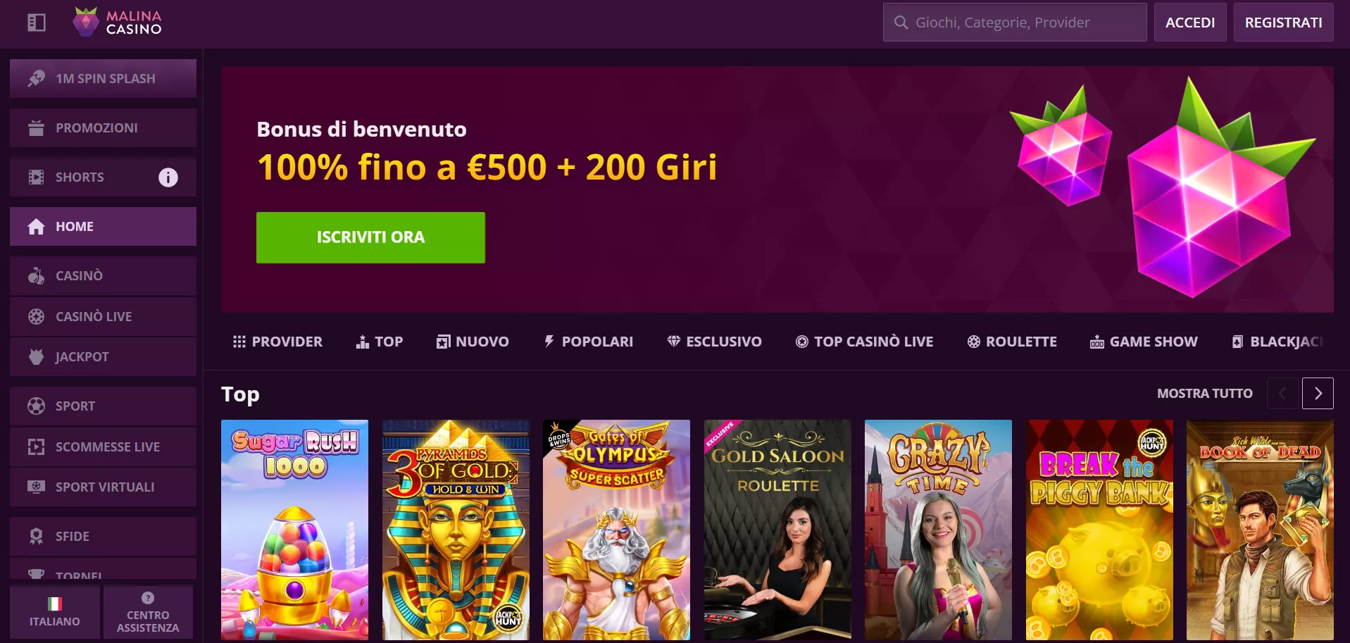 Malina Pagina principale