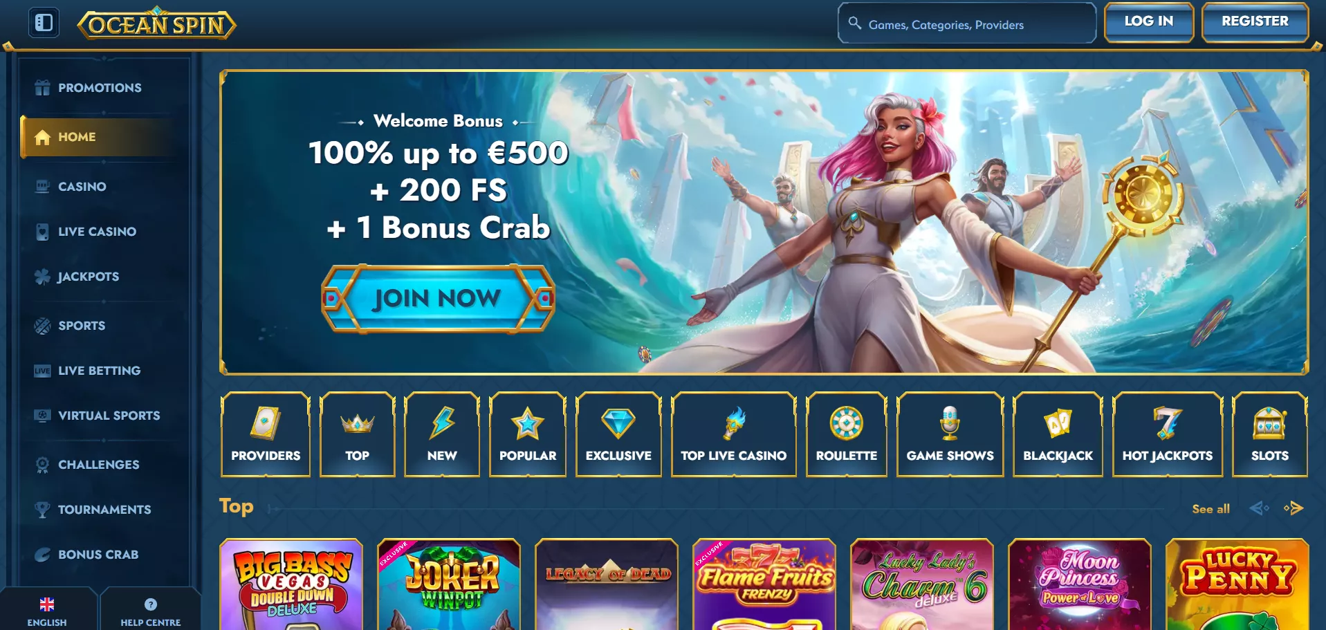 Oceanspin Pagina principale