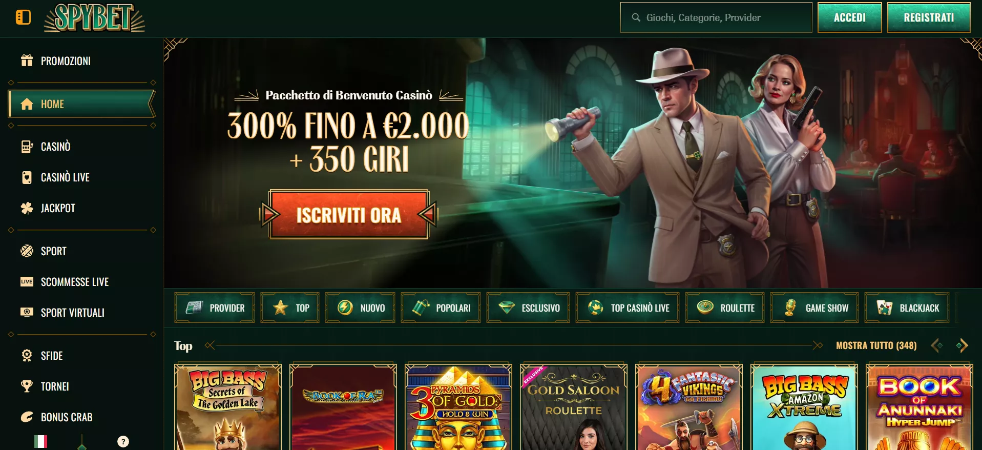Spybet Pagina principale